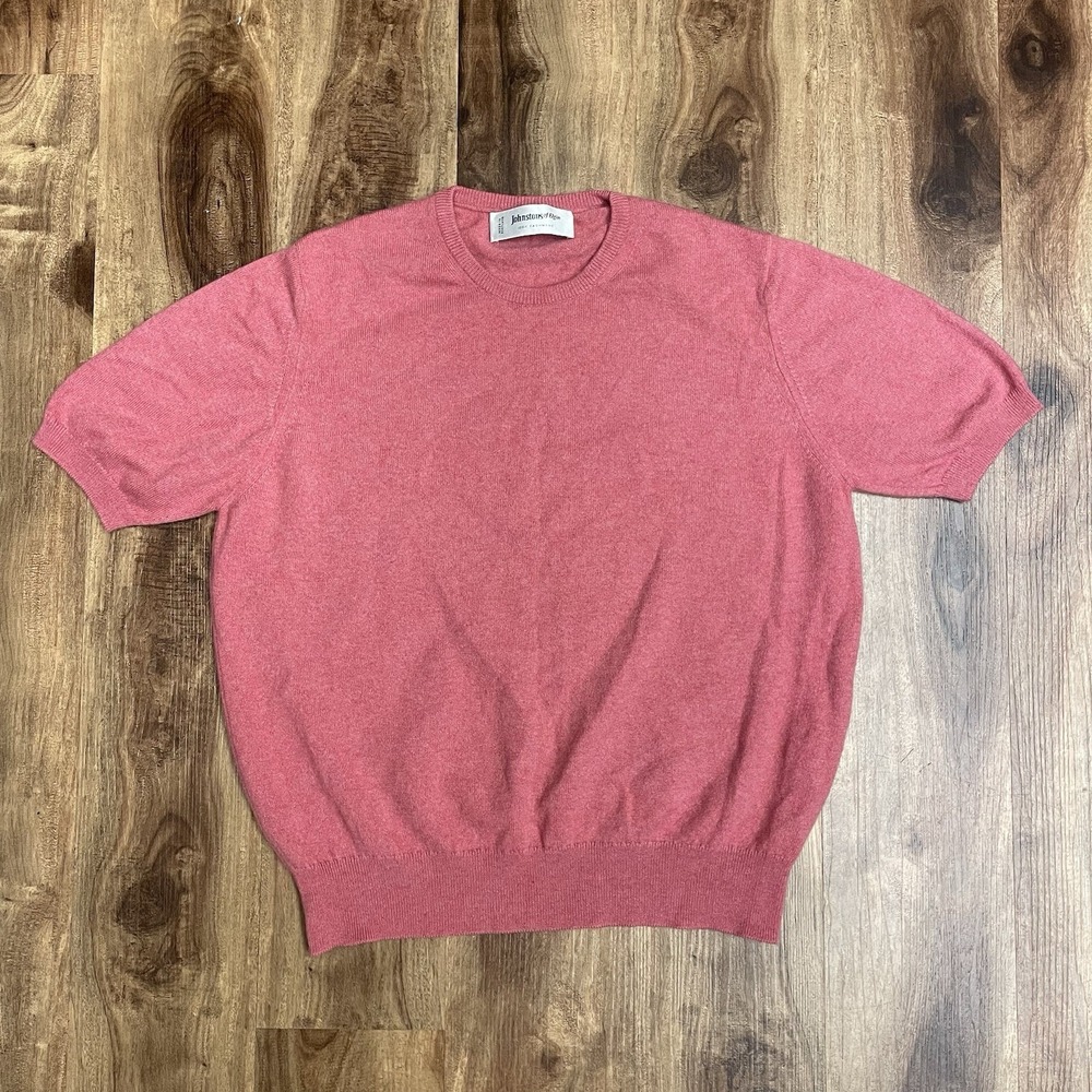 Johnstons of Elgin Women's Cashmere Short Sleeve Sweater Pink 40" Medium